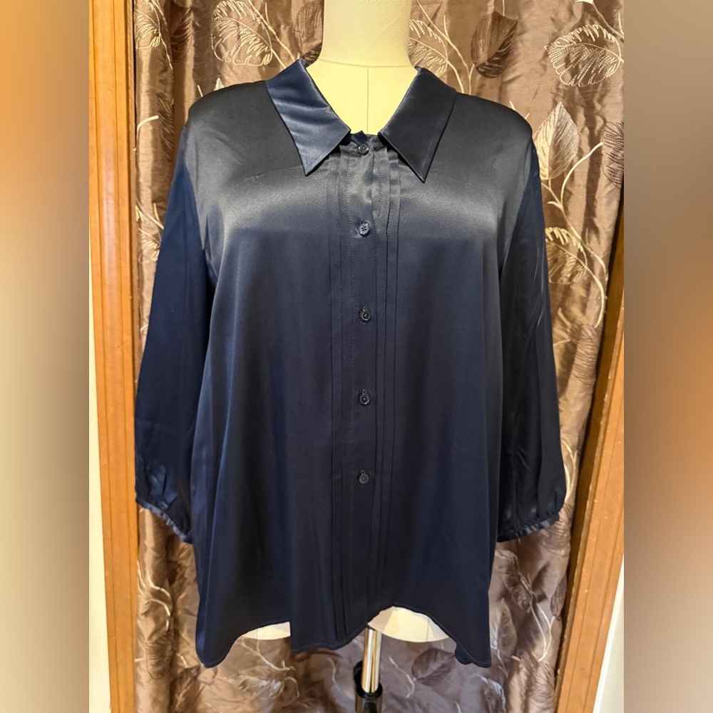 Women's Navy Button Down Shirt